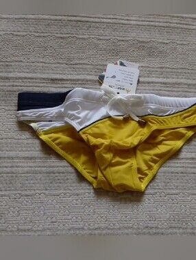 Marcuse Men's Yellow Swim Trunks - Classic Low-Rise Swim Brief